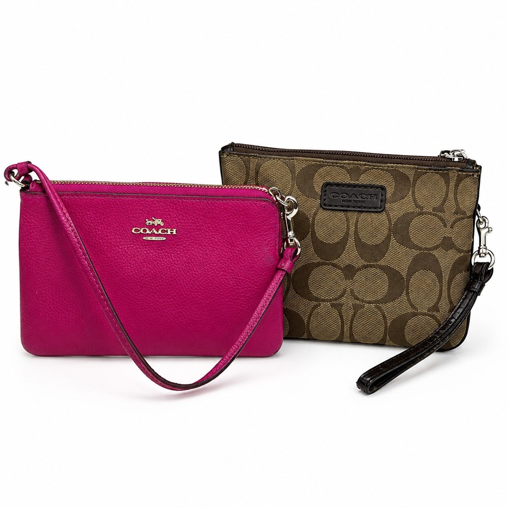 Y2K COACH Bundle - Pink & Brown Mini Bags Wristlets Signature Leather Canvas Set